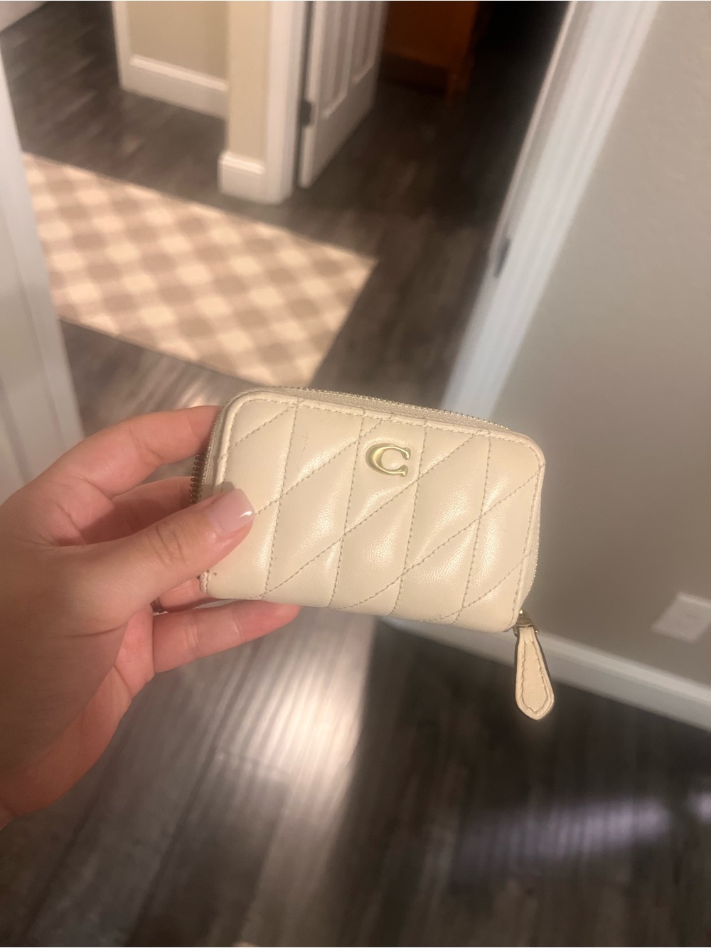 Quilted Cream Leather Coach Wallet